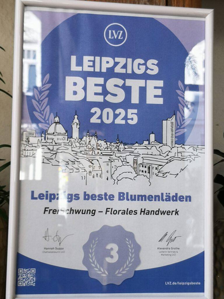 Freischwung - Leipzigs Beste Blumenläden 2025 Urkunde